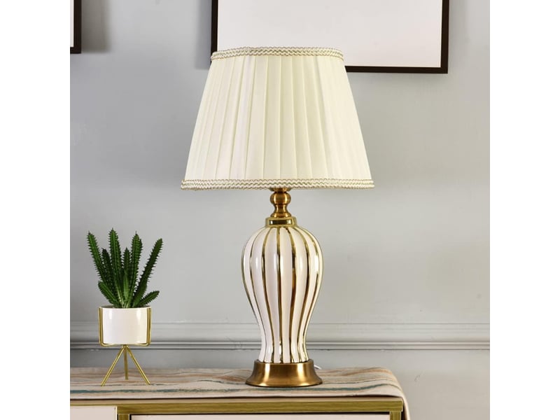  Lampe de table moderne – pour salon et chambre à coucher, blanc  - Conforama C