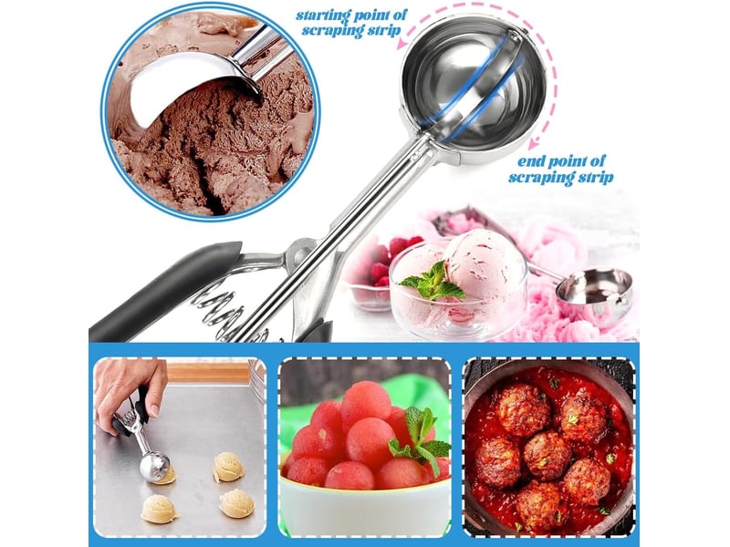  Cuillere a glace, 5 cm cuillere glace boule, matériau en acier inoxydable 304, pour la crème glacée, les boules de melon, les boulettes de viande, l  - Conforama D