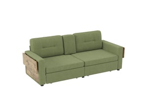 Canapé droit fixe <strong>REDOM</strong> <strong></strong> 2 places Tissu vert avec coffre de rangement