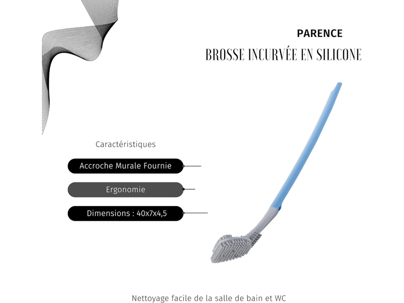  Brosse wc incurvée en silicone pour le nettoyage de la salle de bain - fixation murale, flexible, hygiénique 40 x 7,2 x 5 cm  - Conforama C
