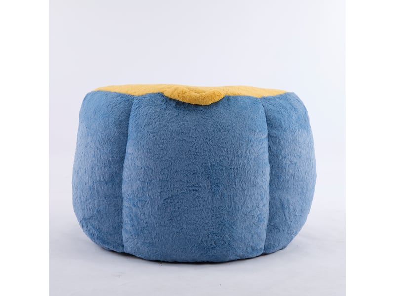  Fauteuil poire géant, canapé pouf en fausse fourrure bleu blanc jaune, rempli de mousse, 106 x 110 x 77 cm, salon et chambre  - Conforama W