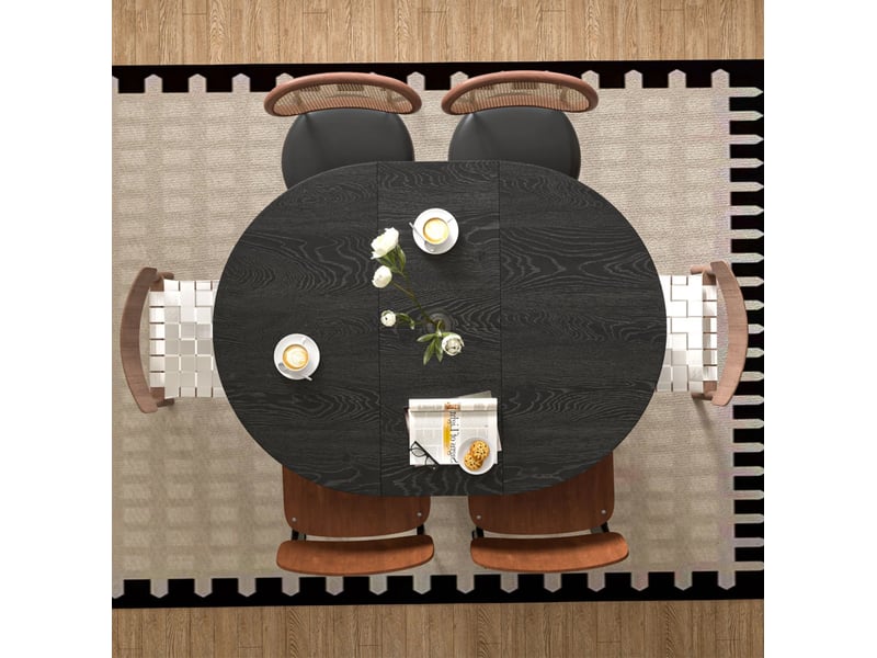  Table à manger extensible 150x110x75 cm avec rangement mdf noir effet bois  - Conforama C