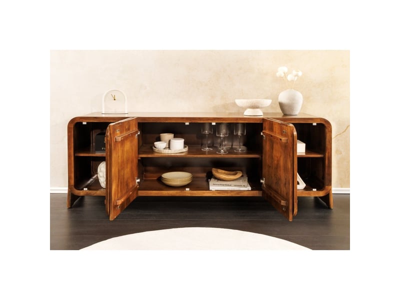  Buffet 175 cm 4 portes bois massif marron – collection natura  - Conforama D