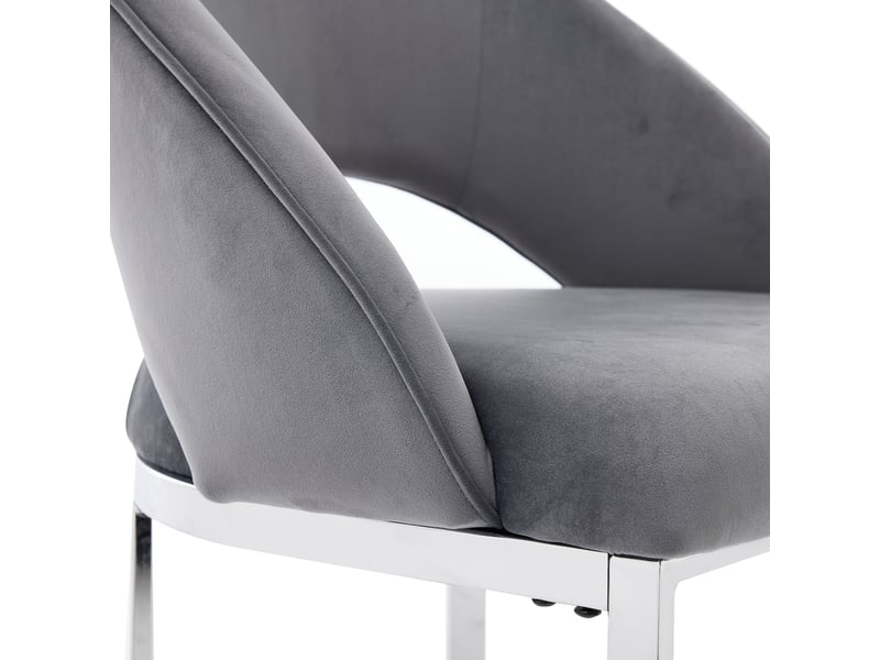  Lot de 2 chaises de salle à manger,59x56x80 cm,velours,gris et argenté  - Conforama E