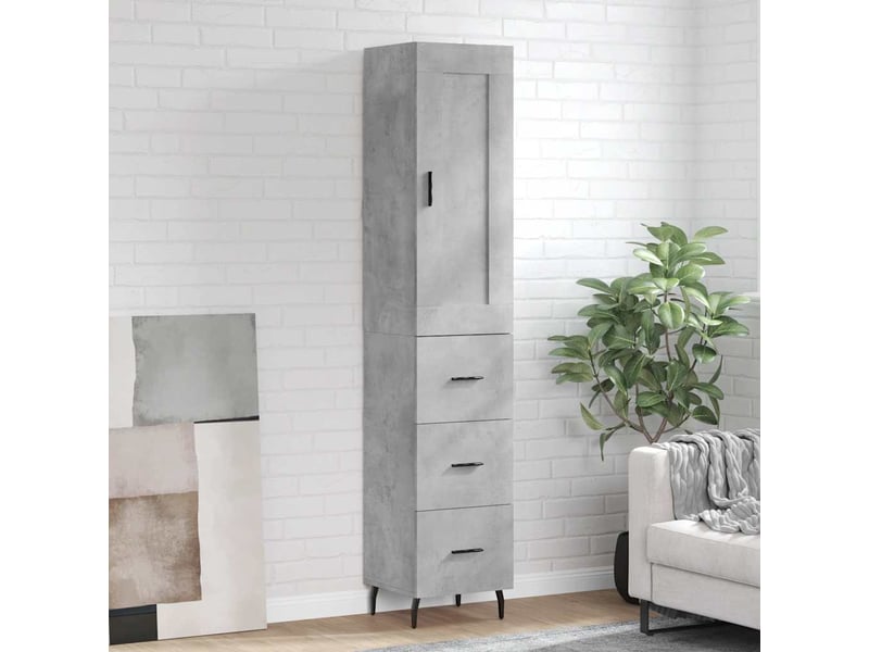  Buffet haut - bahut - meuble de rangement gris béton 34,5x34x180 cm bois d'ingénierie  - Conforama B
