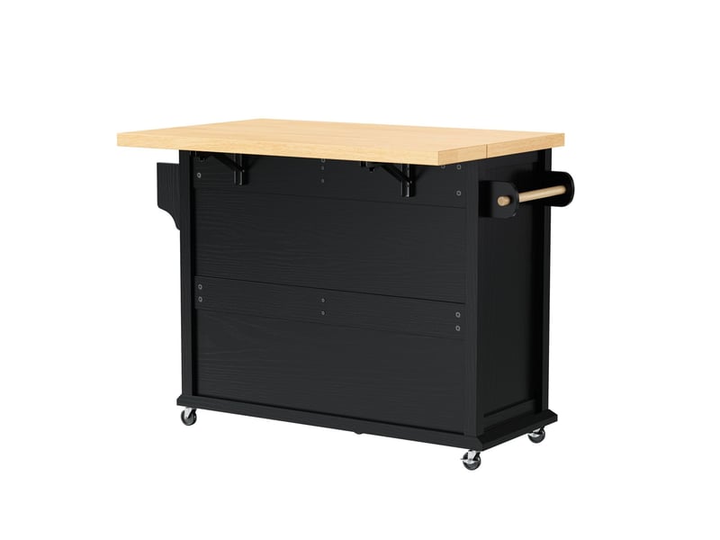 Desserte de cuisine tiroirs multifonctions mobilité sur roulettes table à manger extensible coloris noir - Conforama B