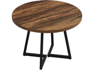 Table de salle à manger ronde pour 2 à 4 personnes avec piètement métal style industriel noir et marron rustique