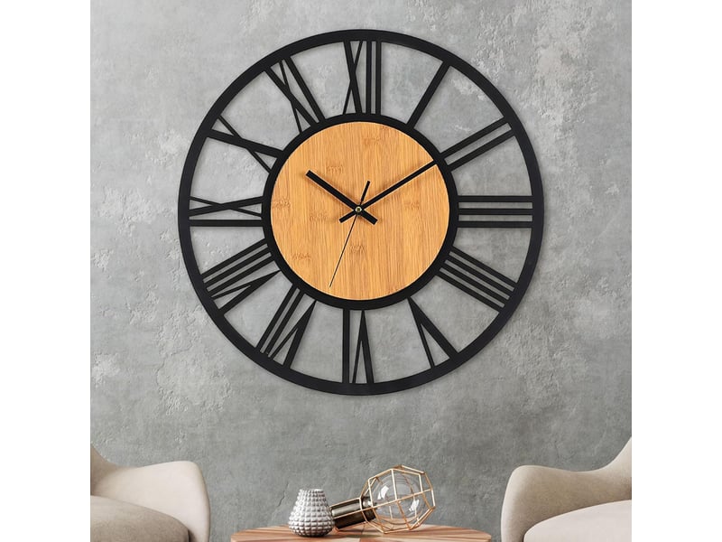  Horloge murale métal et bois 40cm – style classique  - Conforama C