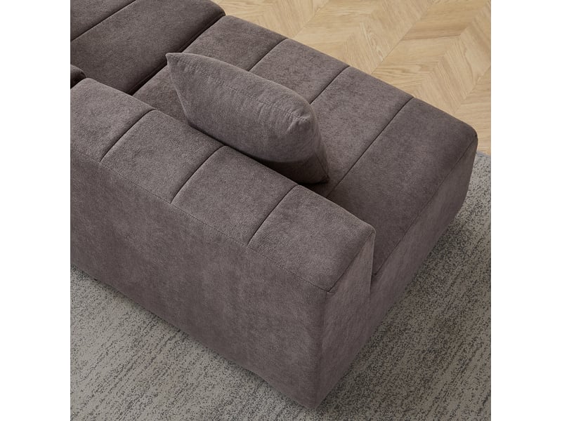 Canapé modulable courbé 444.5x222 cm 6 places avec 2 coussins gris  - Conforama D