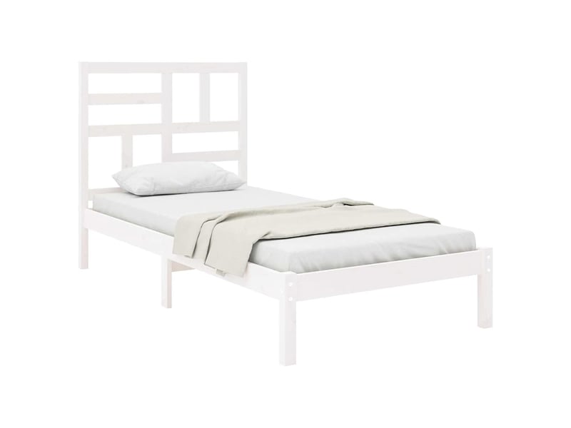  Lit simple- lit adulte -  cadre de lit sans matelas blanc bois massif 100x200 cm  - Conforama B