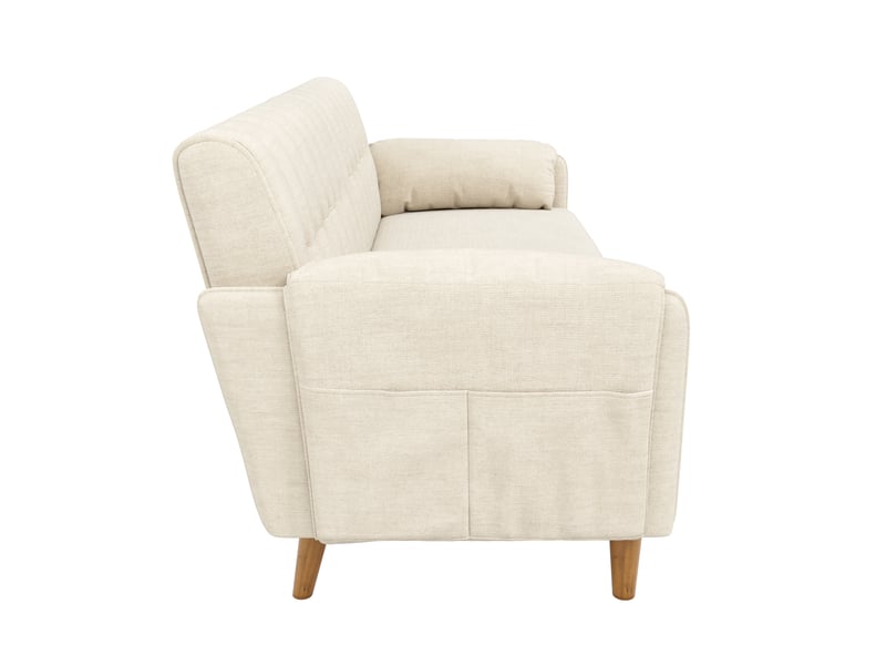  Canapé 2 places en chenille, canapé modulaire beige avec coussins épais, accoudoirs &amp; poches latérales pour salon et petits espaces  - Conforama E