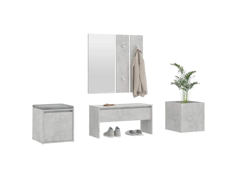  Ensemble de meubles de couloir gris béton bois d'ingénierie shl44012  - Conforama D