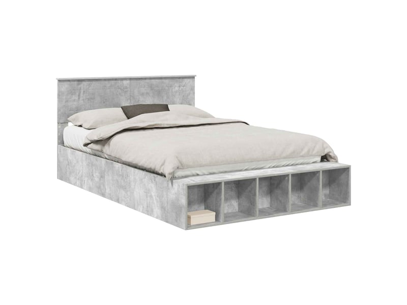  Lit double- lit adulte -  cadre de lit gris béton 160 x 200 cm bois d'ingénierie  - Conforama A