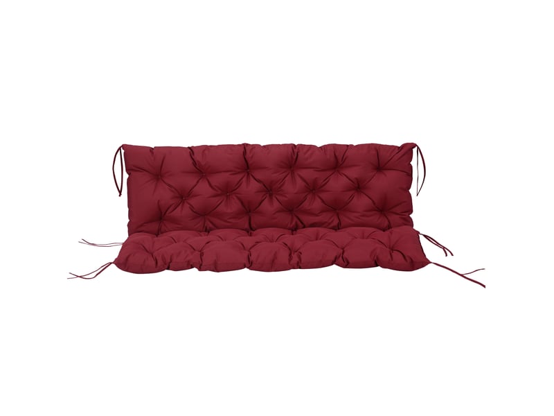  Coussin de banc 3 places 150 x 98 x 8 cm – rouge – dossier intégré et liens de fixation pour intérieurextérieur  - Conforama A