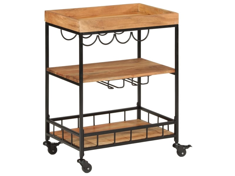  Chariot de service, chariot de bar 60x40x80 cm bois massif d'acacia et fer  - Conforama D