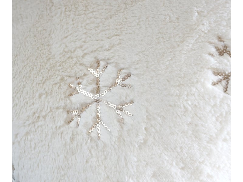  Set couverture + coussin de décoration, neige, duveteux avec bourrage, pailleté  - Conforama D
