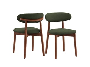 Lot 2 chaises de salle à manger, chaises rembourrées avec revêtement en tissu, coussin en mousse haute densité, cadre en bois massif, chaises d’appoint de cuisine et de salle à manger, vert