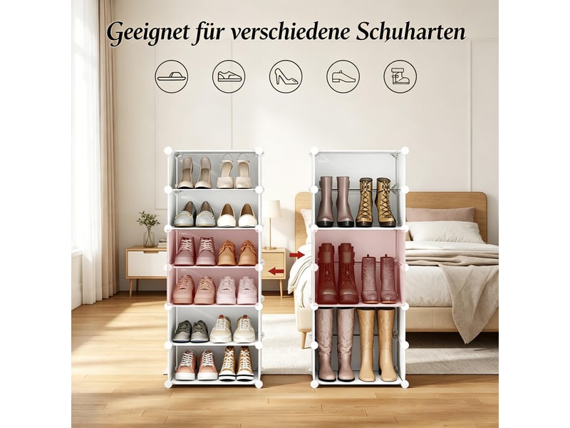 Meuble à chaussures modulable 10 compartiments avec portes pour entrée 40×30×170 cm blanc  - Conforama C
