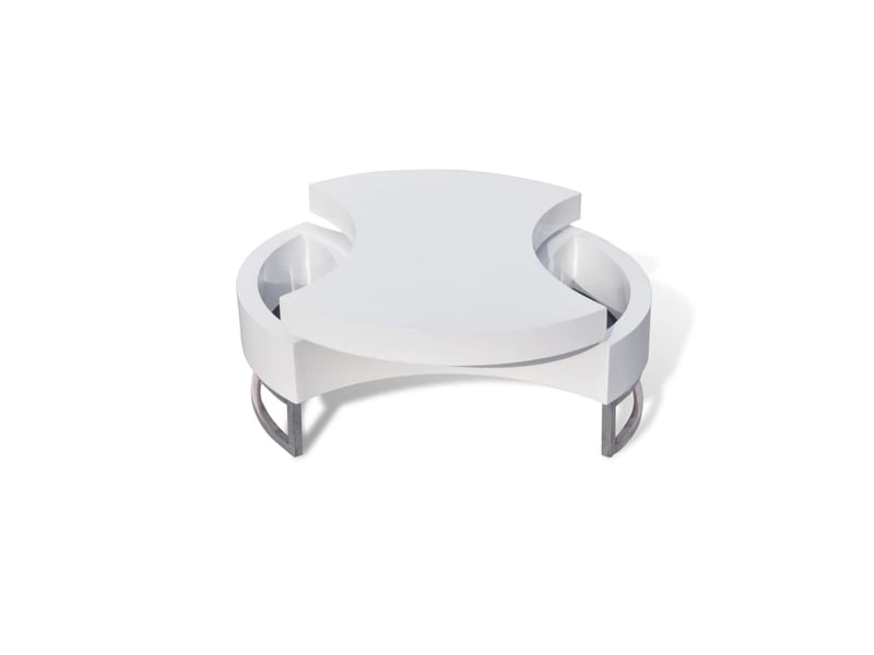  Table basse | table d'appoint salon à forme réglable blanc brillant  - Conforama C