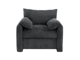 Fauteuil fixe 1 place en tissu gris, mousse haute élasticité et ressorts ensachés, confortable au quotidien