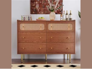 Buffet de cuisine design avec 6 tiroirs, 120 × 40 × 90 cm, effet noyer
