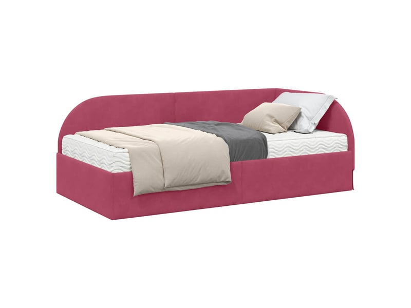  Lit adulte, lit simple, cadre de lit d'angle avec matelas 2 pc vert velours cf6531  - Conforama A