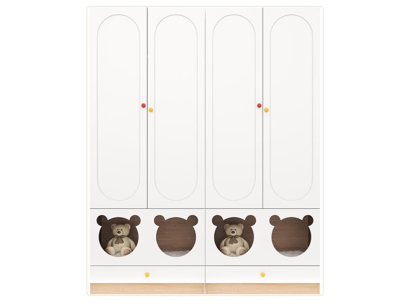 Lot de 2 armoires enfant avec penderie, blanc et naturel, 160x50x200 cm N883P33144243CB - Conforama A