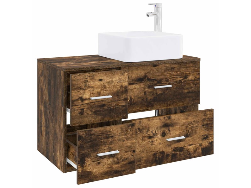 Ensemble de mobilier de salle de bain 2 pcs chêne fumé shl9571 - Conforama C