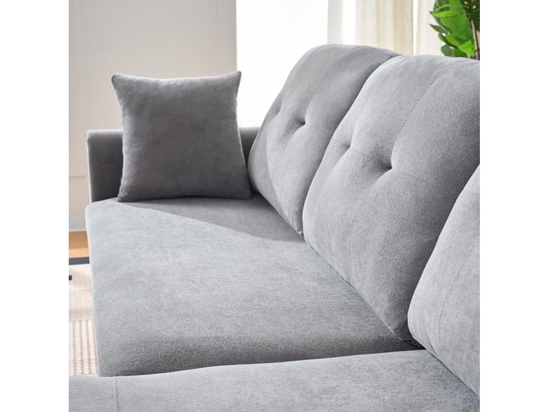  Canapé en u convertible avec rangement 266x130x85 cm en chenille gris  - Conforama R