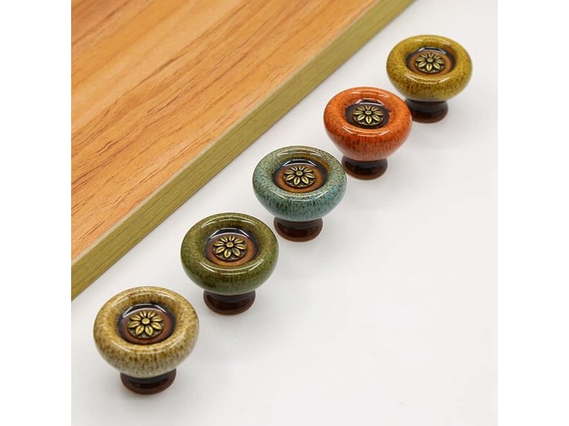  Ensemble de 4 boutons en céramique vintage, poignées rondes pour portes, meubles et tiroirs.  - Conforama B