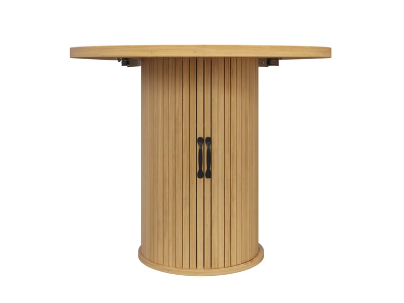  Table à manger extensible  150 à 190 cm avec rangement caché, mdf et métal, naturel  - Conforama D