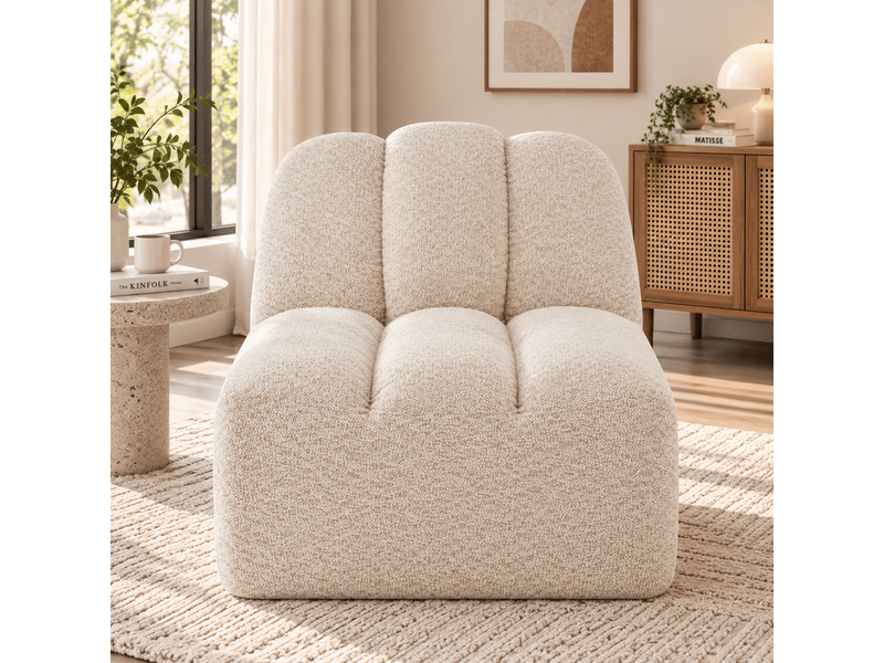 Canapé sans accoudoirs brravo beige blanc en fleece granuleux, assise moelleuse - Conforama B