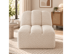 Canapé sans accoudoirs brravo beige blanc en fleece granuleux, assise moelleuse