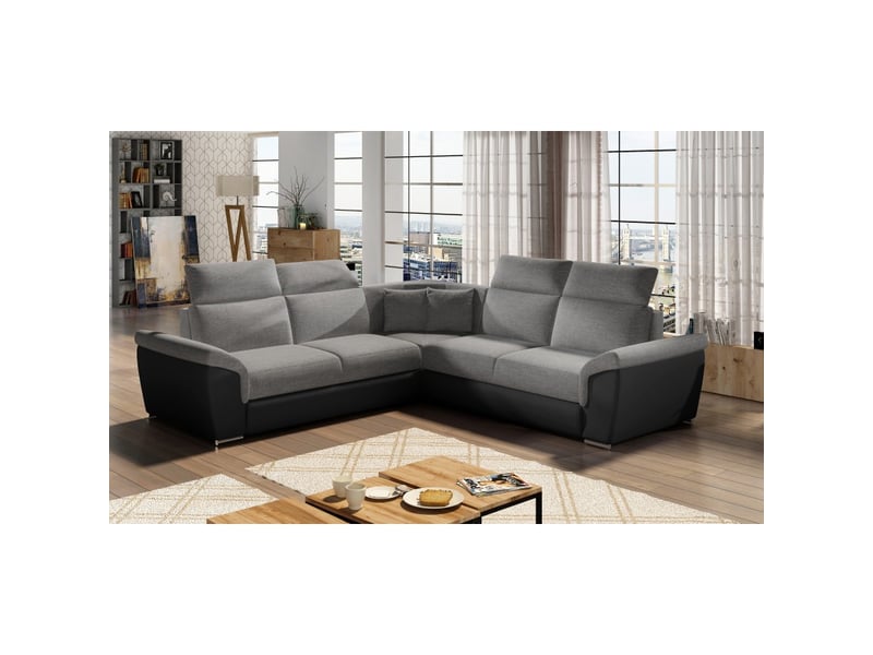 Canapé d'angle frederico gris foncé convertible et coffre 266x266cm - Conforama A