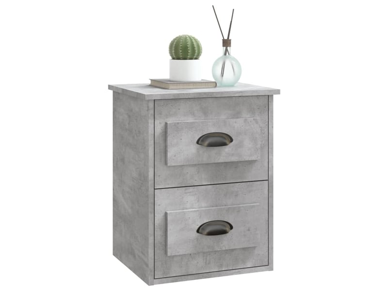  Lot de 2 tables de chevet - cabinet de chevet - table de nuit murales gris béton 41,5x36x53 cm  - Conforama D