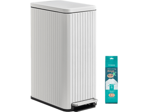 Poubelle de cuisine 50 l avec pédale et seau intérieur amovible gain de place 47,6 x 26,3 x 62,4 cm en acier blanc nuage 12_0013135