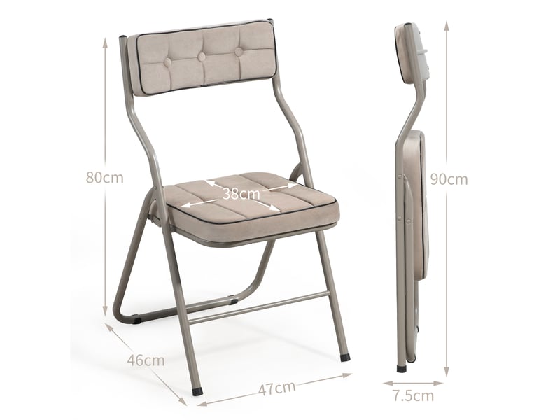  Lot de 2 chaises de salle à manger pliantes,avec coussins,velours,kaki  - Conforama C