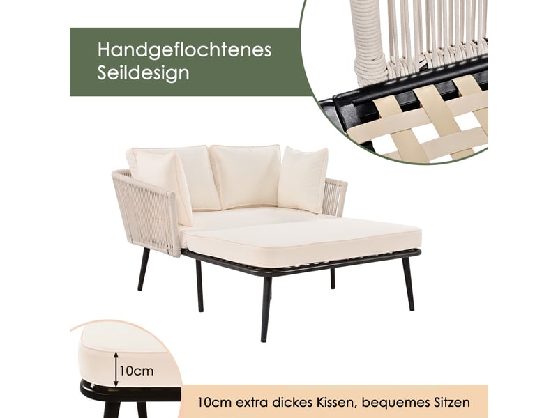  Canapé de jardin,130x67x65 cm,avec coussins lavables,beige  - Conforama E