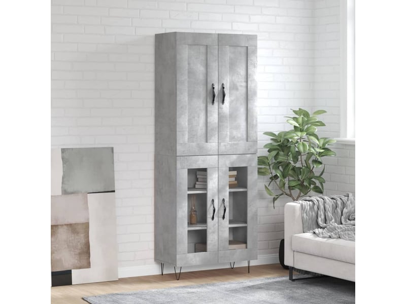  Buffet haut - bahut - meuble de rangement gris béton 69,5x34x180 cm bois d'ingénierie  - Conforama B