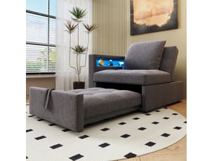 Fauteuil convertible OKWISH Coton / Lin gris vendu A l'unité