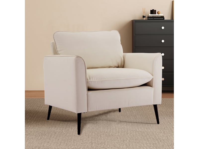  Fauteuil 1 place ulevr en simili cuir blanc 80 x 68 x 80 cm, style nordique rétro  - Conforama D