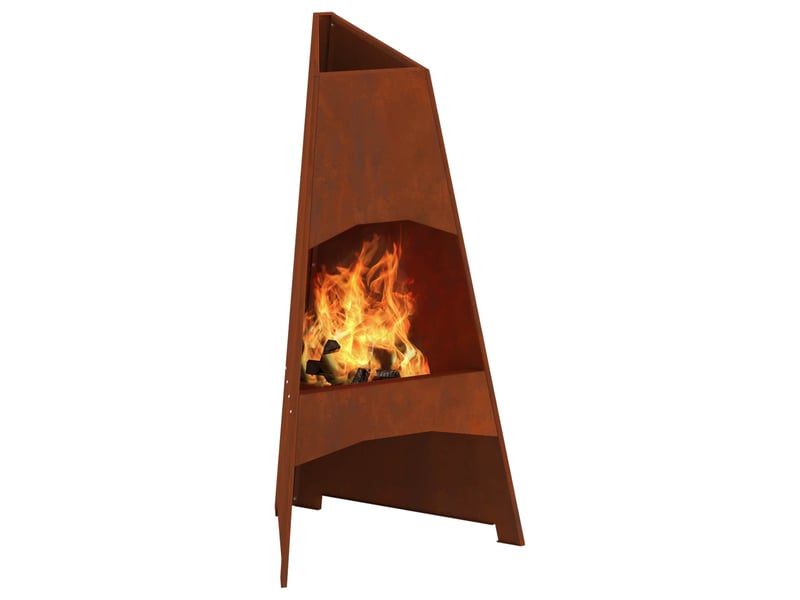  Brasero exterieur, foyer rouillé 50x50x95 cm acier patiné  - Conforama C