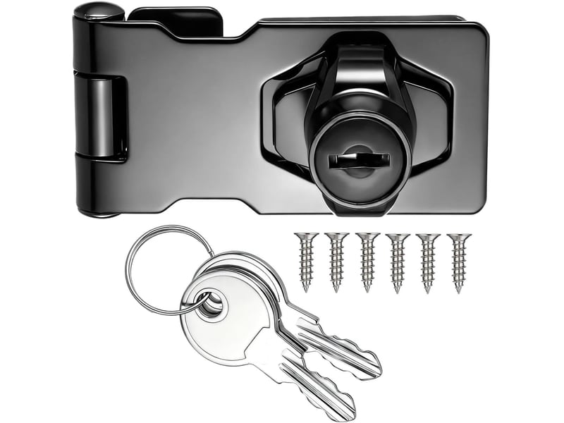  Loquet porte à clé à angle droit de 90 degrés avec bouton tournant pour placard noir 2.5 inch 2pcs  - Conforama A