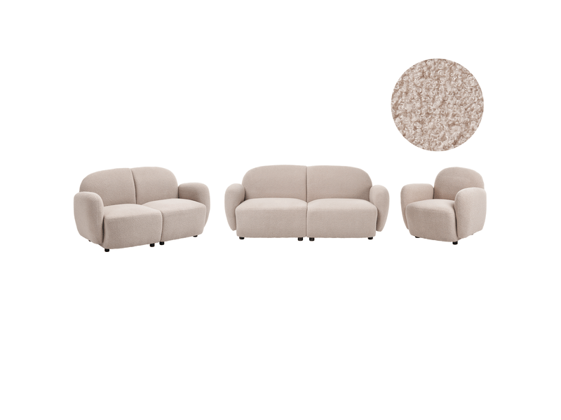  Ensemble de salon 6 places jule bouclé beige  - Conforama A