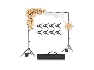 Vevor support toile fond 213x300 cm, acier, 3 barres.