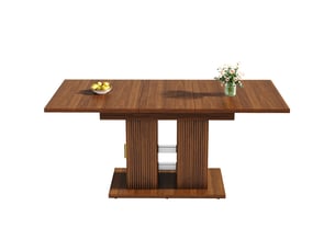 Table à manger 160x80x75 cm - extensible - 6 places - 4 à 6 personnes - grand rangement - mdf - usage quotidien - design moderne - noyer