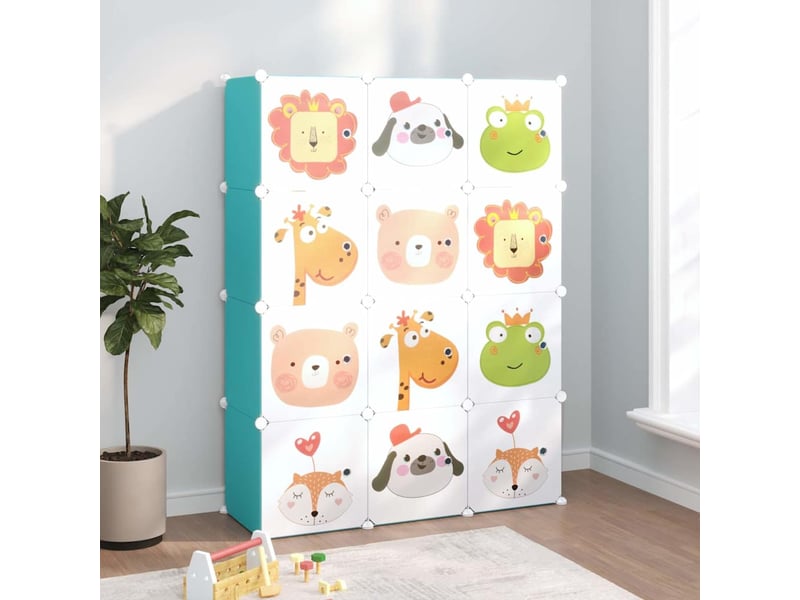  Armoire de rangement pour enfants avec 12 cubes vert pp  - Conforama B