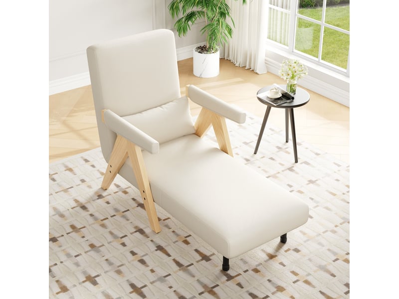  Fauteuil convertible modenvie 3 en 1 beige en tissu aspect lin 64 x 60 x 87 cm  - Conforama E