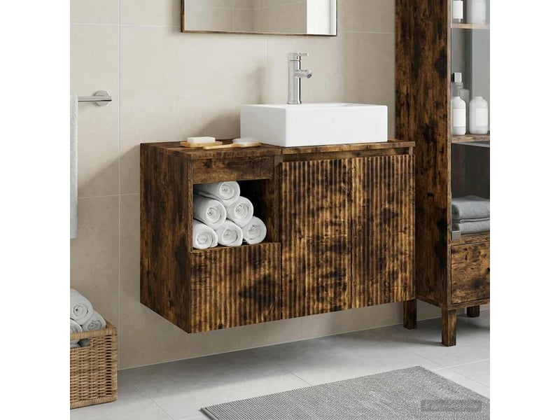 Ensemble de mobilier de salle de bain 2 pc chêne fumé cf64087 - Conforama B