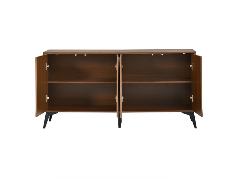 Buffet 4 portes avec étagères réglables 140x35x70 cm mdf coloris noyer - Conforama E